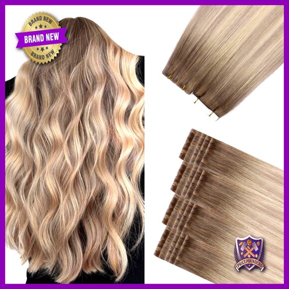 16 Inch Human Hair Tape-In Extensions, 45g 20pcs, Invisible Seamless Blend main image 6